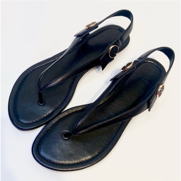 Tory Burch Black Mini Travel Sandals 9 1/2 - Picture 2 of 13